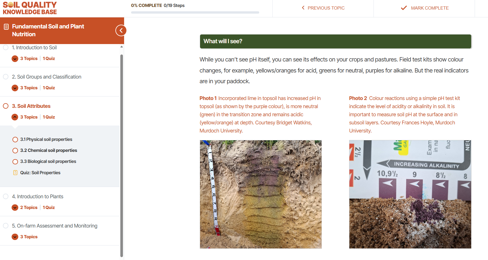 Sample content from the Soil Attributes lesson of Fundamental Soil and Plant Nutrition